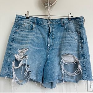 American Eagle mom denim short, high rise denim distressed shorts